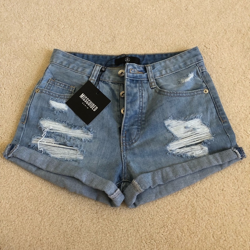 Missguided High Waisted Denim Shorts Size 0